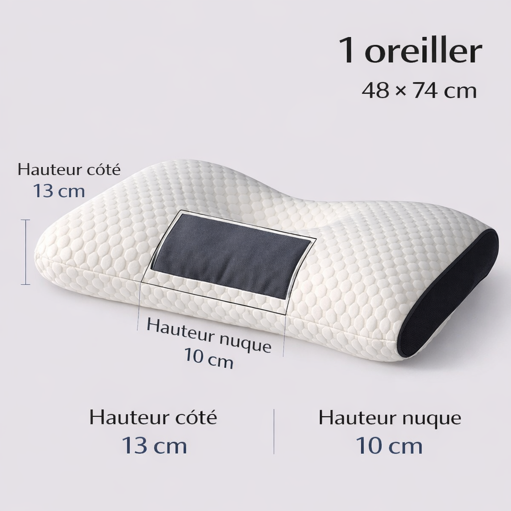 Oreiller cervical orthopédique en fibre de soja, idéal pour un sommeil réparateur.