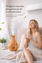 Mini humidificateur ultrasonique portable effet bois.