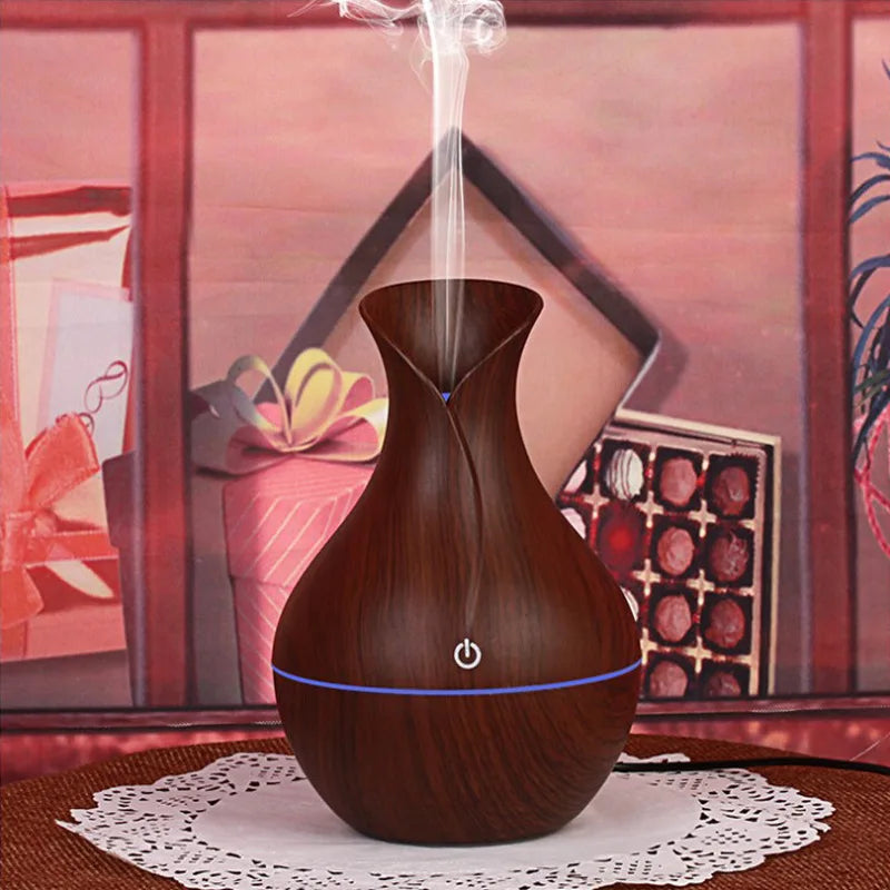 Mini humidificateur ultrasonique portable effet bois.