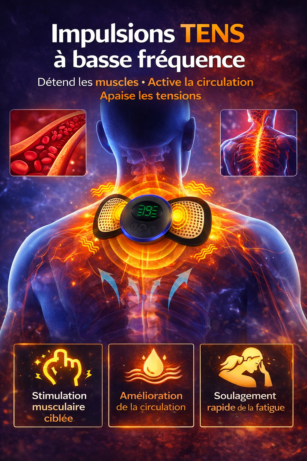Masseur Électrique de Cou EMS – Relaxation &amp; Soulagement Musculaire